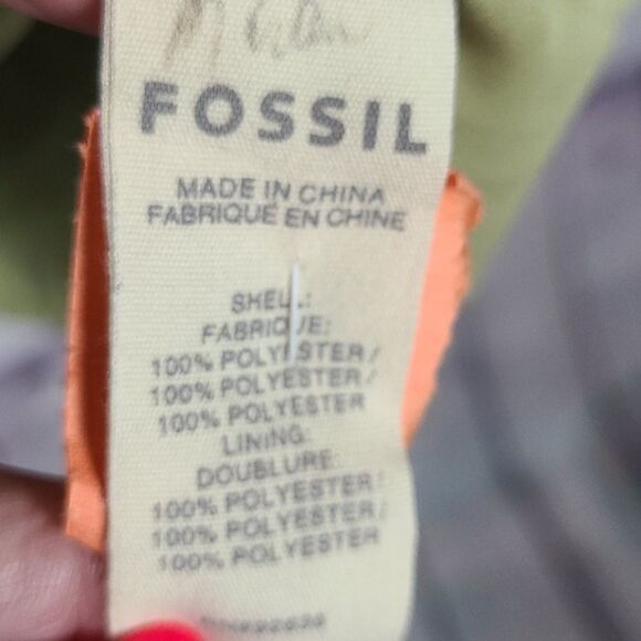 Fossil Silky Soft Feather Print Green Shift Dress Microfiber Sleeveless Tribal - Picture 7 of 10